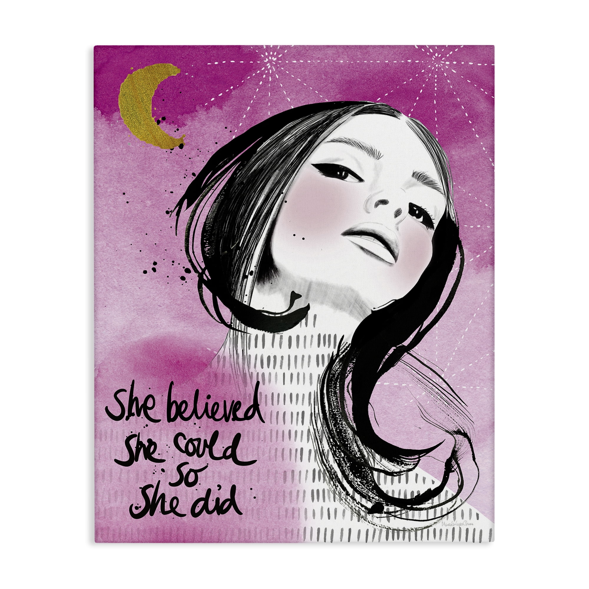 Stupell Industries Inspirational So She Did Novelty Painting Gallery Wrapped Canvas Art Print Wall Art, 24 x 30