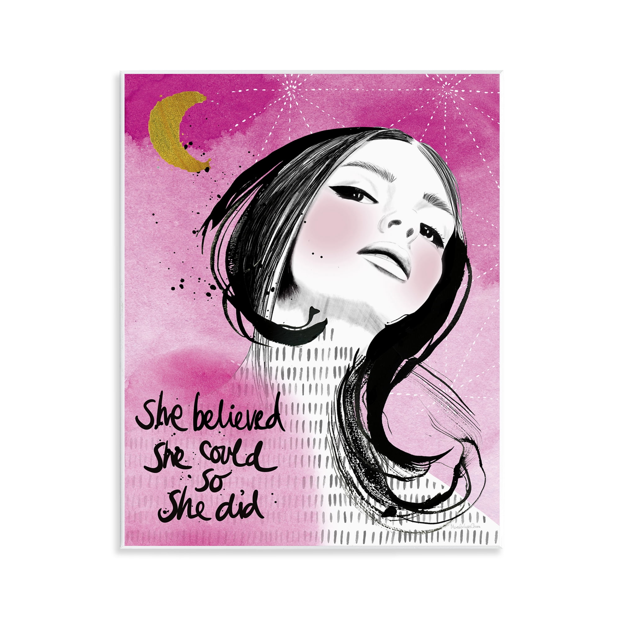 Stupell Industries Inspirational So She Did Novelty Painting Unframed Art Print Wall Art, 11 x 14
