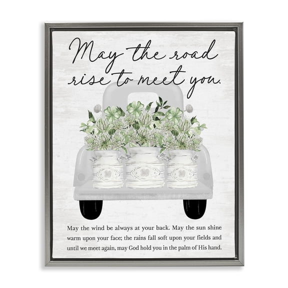 Stupell Industries Inspirational Spring Phrase Botanical & Floral Painting Gray Floater Framed Canvas Art Print Wall Art, 25 x 31