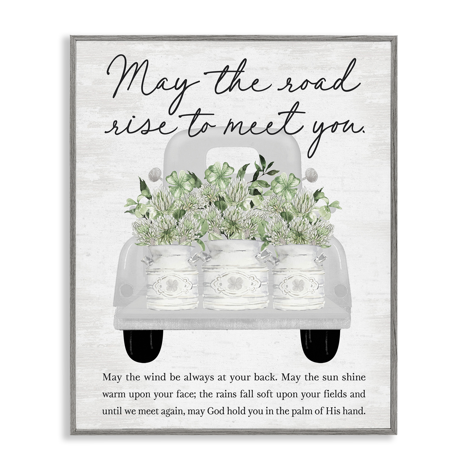 Stupell Industries Inspirational Spring Phrase Botanical & Floral Painting Gray Framed Art Print Wall Art, 11 x 14