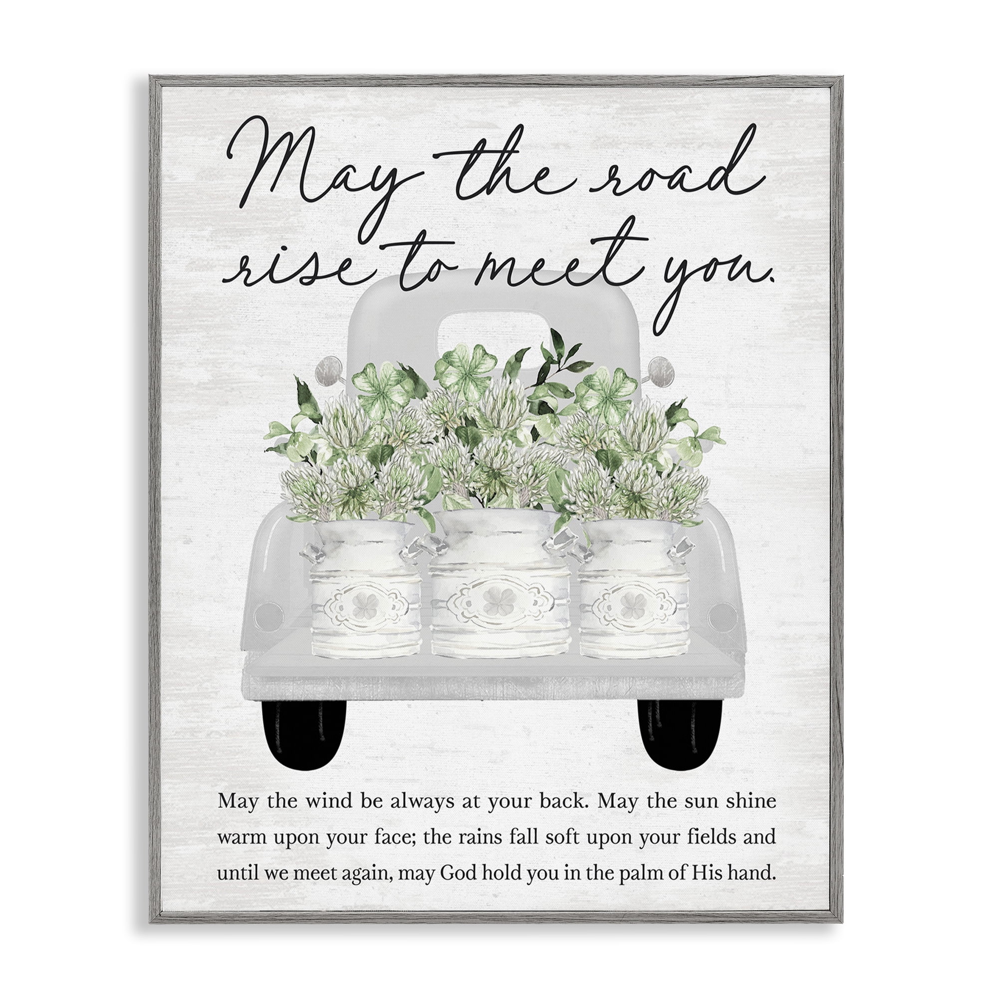 Stupell Industries Inspirational Spring Phrase Botanical & Floral Painting Gray Framed Art Print Wall Art, 16 x 20