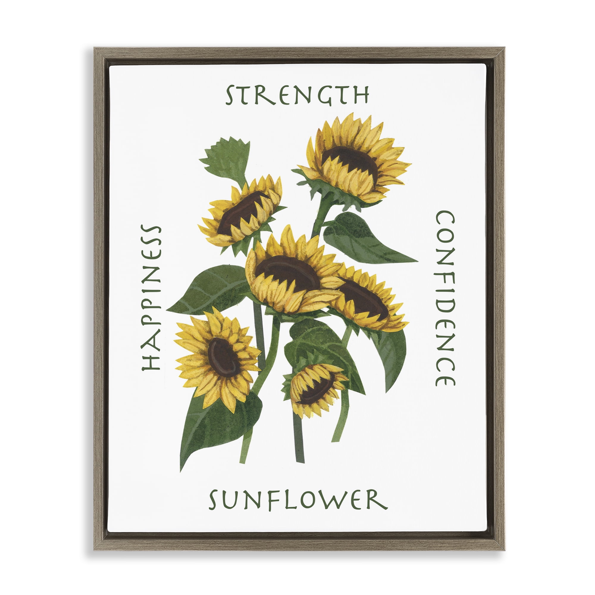 Stupell Industries Inspirational Words Sunflower Botanical & Floral Painting Brown Floater Framed Art Print Wall Art, 25 x 31