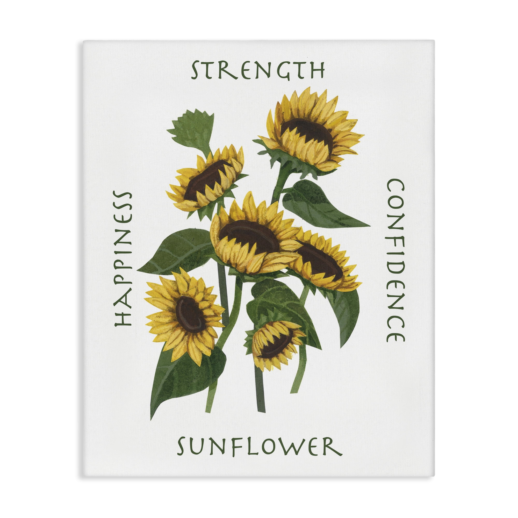 Stupell Industries Inspirational Words Sunflower Botanical & Floral Painting Gallery Wrapped Canvas Art Print Wall Art, 16 x 20
