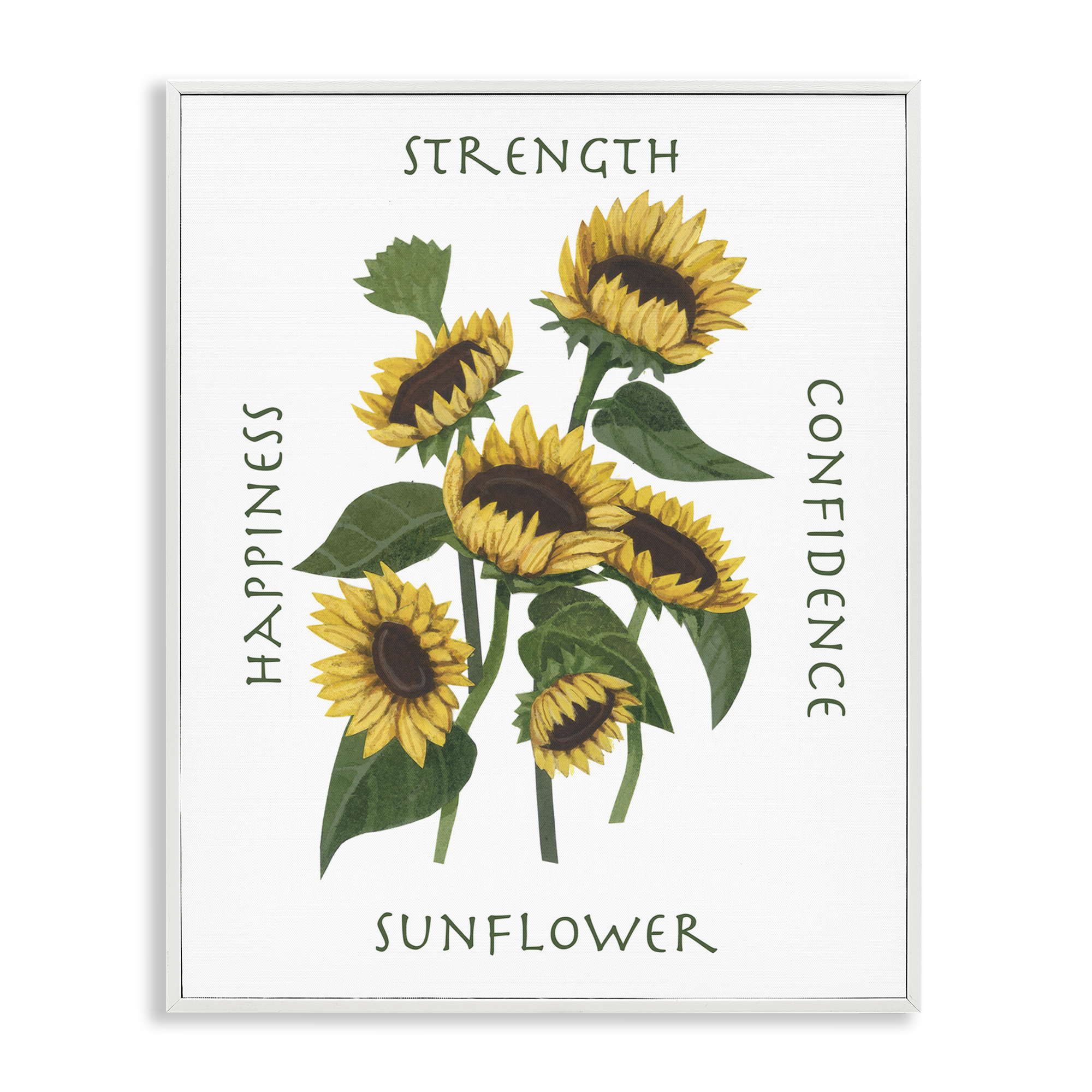 Stupell Industries Inspirational Words Sunflower Botanical & Floral Painting White Framed Art Print Wall Art, 16 x 20