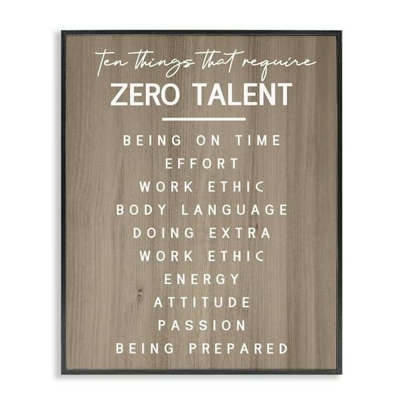 Stupell Industries Inspirational Zero Talent Text & Numbers Painting Black Framed Art Print Wall Art, 24 x 30