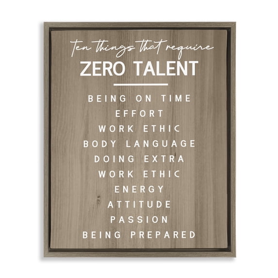 Stupell Industries Rustic Lodge Inspirational Zero Talent Brown Floating Frame Canvas Art, 25 x 31, by Lil' Rue
