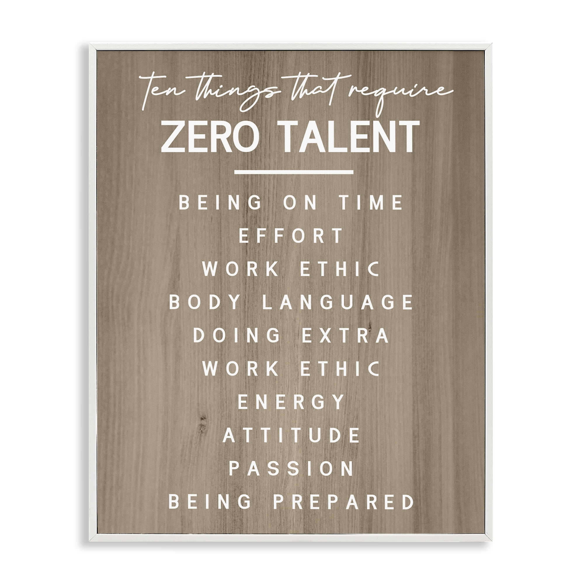 Stupell Industries Inspirational Zero Talent Text & Numbers Painting White Framed Art Print Wall Art, 11 x 14