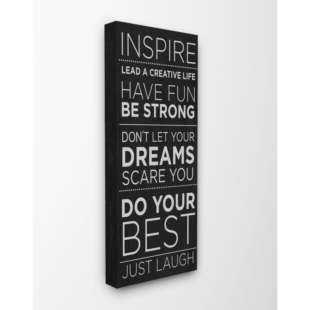 Stupell Industries Inspire Family Home Inspirational Word Black And White Design Canvas Wall Art by SD Graphics Studio