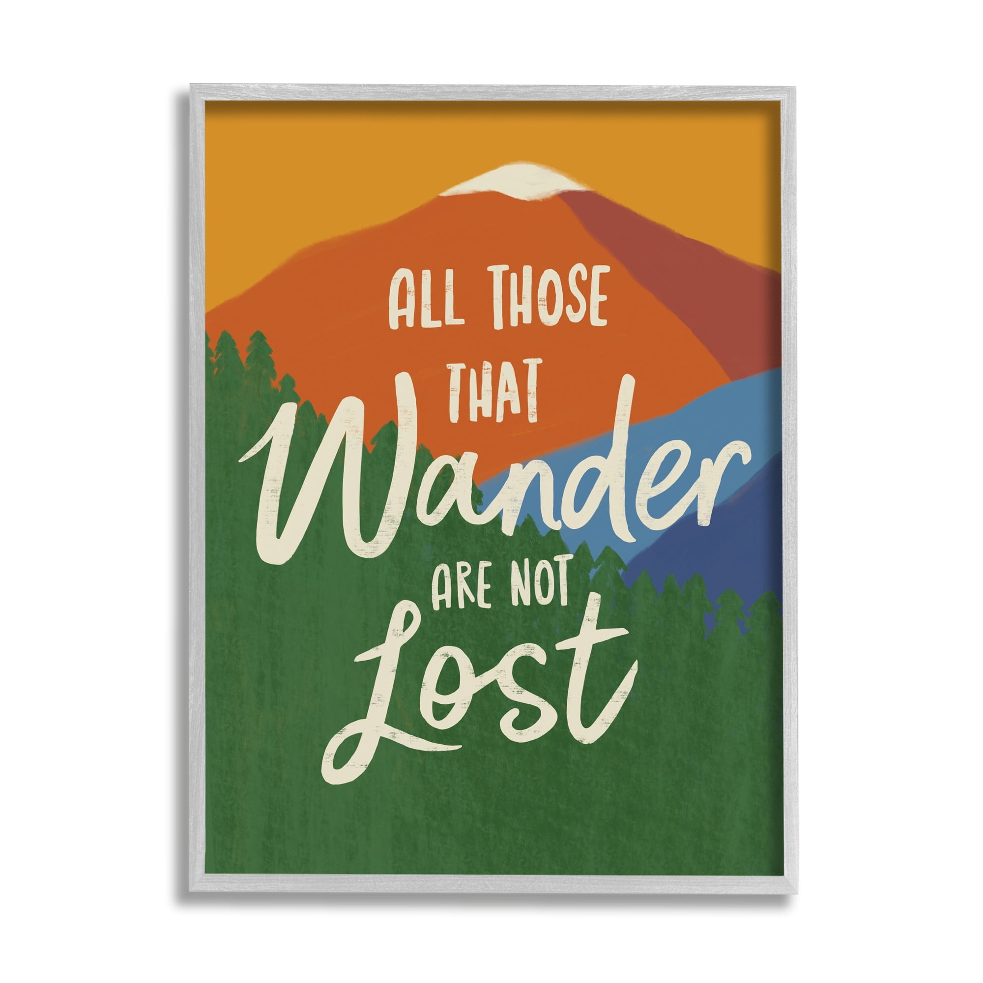Stupell Industries Inspiring Adventure Quote Mountain Wilderness Scene Graphic Art Gray Framed Art Print Wall Art, Design by Nina Seven
