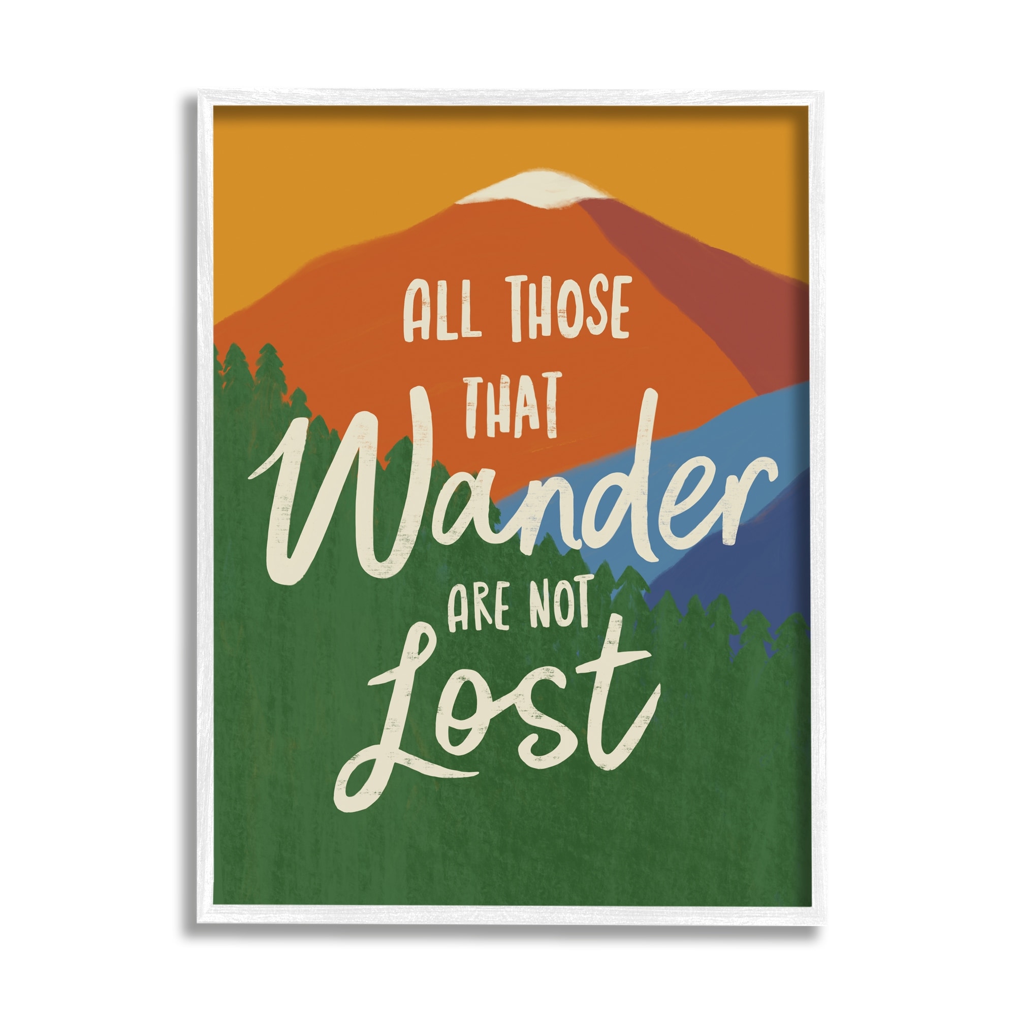 Stupell Industries Inspiring Adventure Quote Mountain Wilderness Scene Graphic Art White Framed Art Print Wall Art, Design by Nina Seven