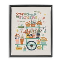 Stupell Industries Inspiring Assorted Flower Cart Plants & Flowers Painting Black Floater Framed Canvas Art Print Wall Art, 17 x 21