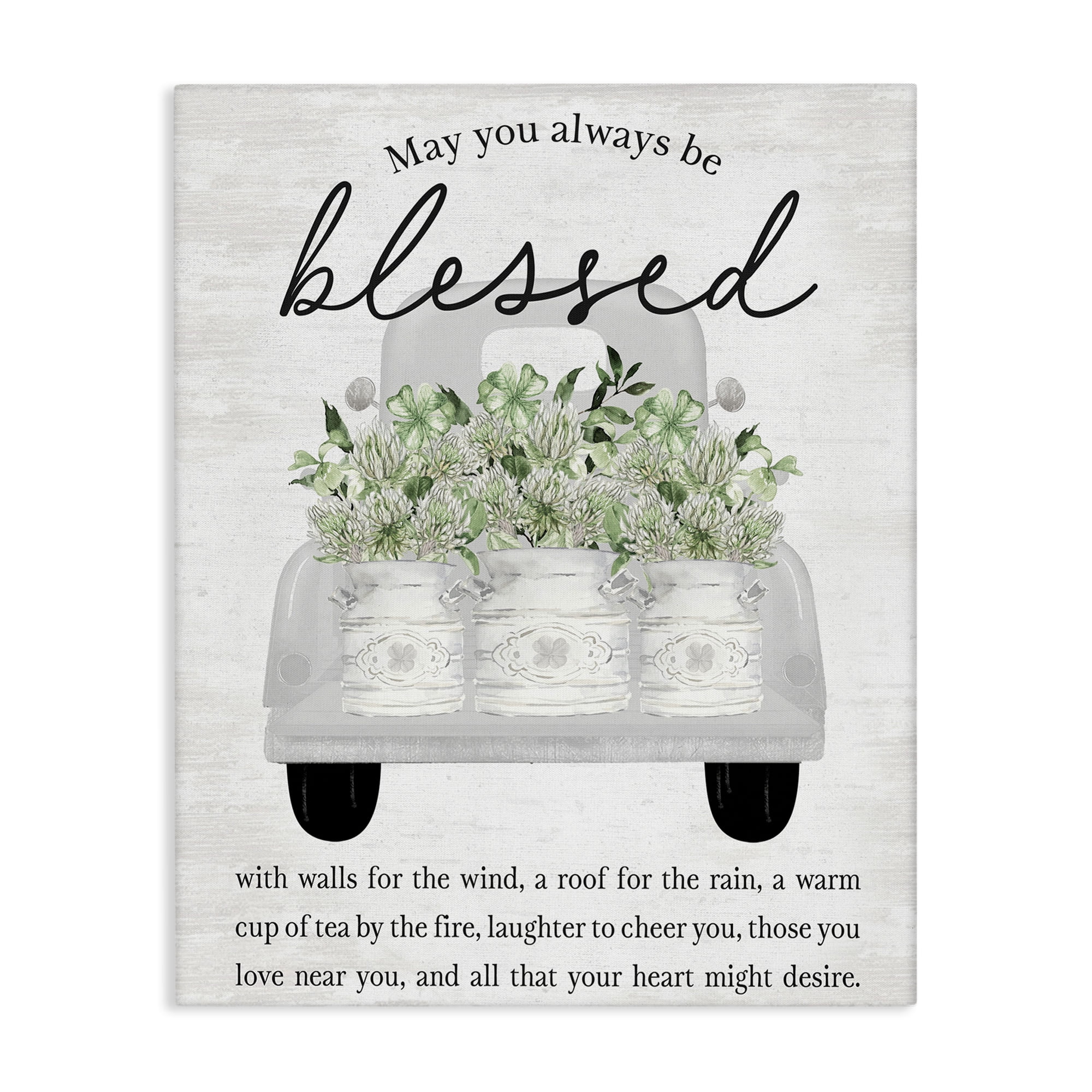 Stupell Industries Inspiring Blessed Phrase Botanical & Floral Painting Gallery Wrapped Canvas Art Print Wall Art, 30 x 40
