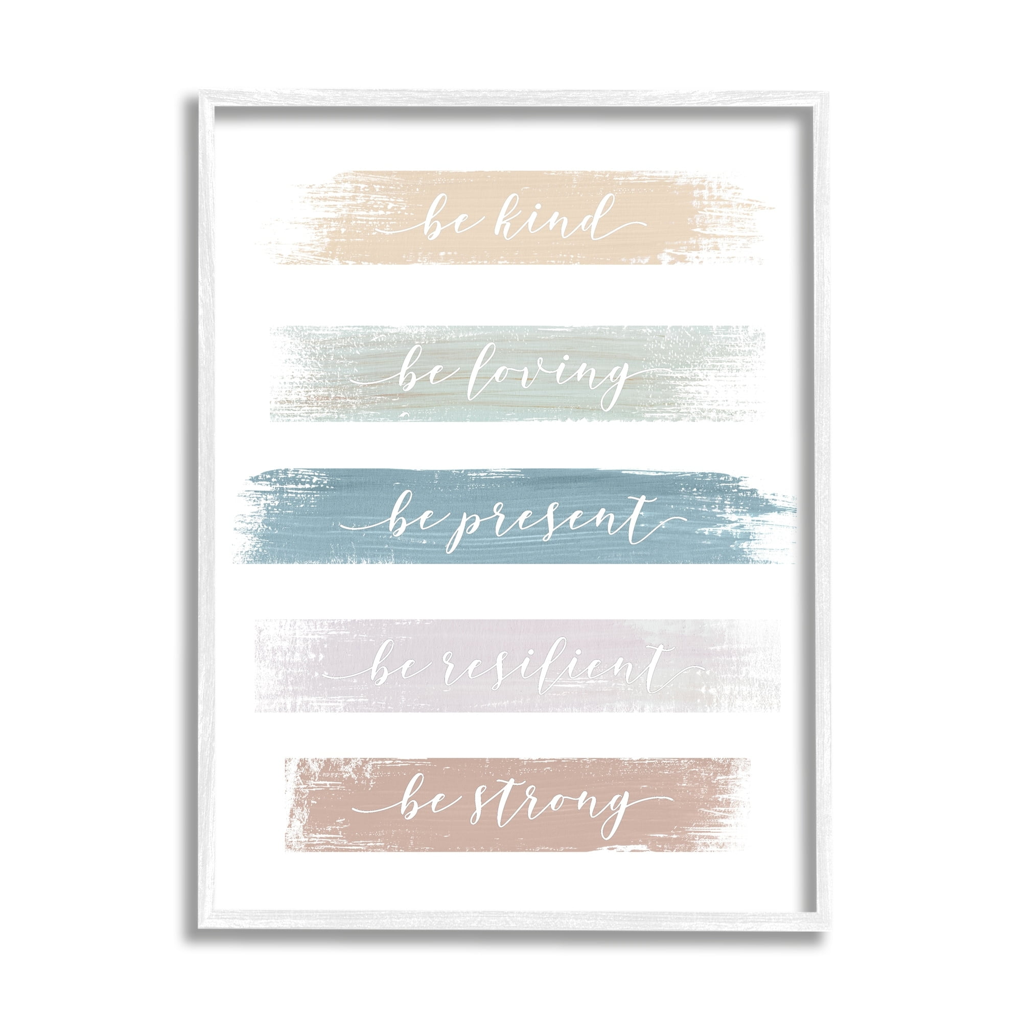Stupell Industries Inspiring Brush Stroke Phrases Be Strong Pastels Graphic Art White Framed Art Print Wall Art, Design by Graffitee Studios