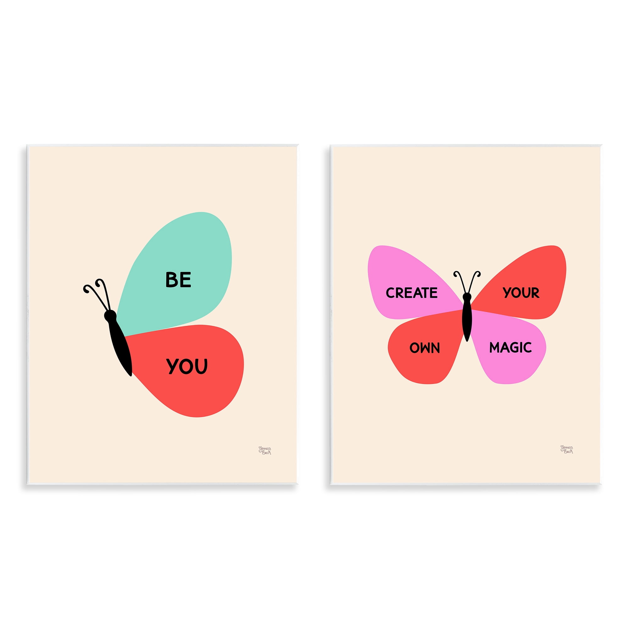 Stupell Industries Inspiring Butterfly Sentiments Animals Painting Unframed Art Print Wall Art, 11 x 14, Set of 2