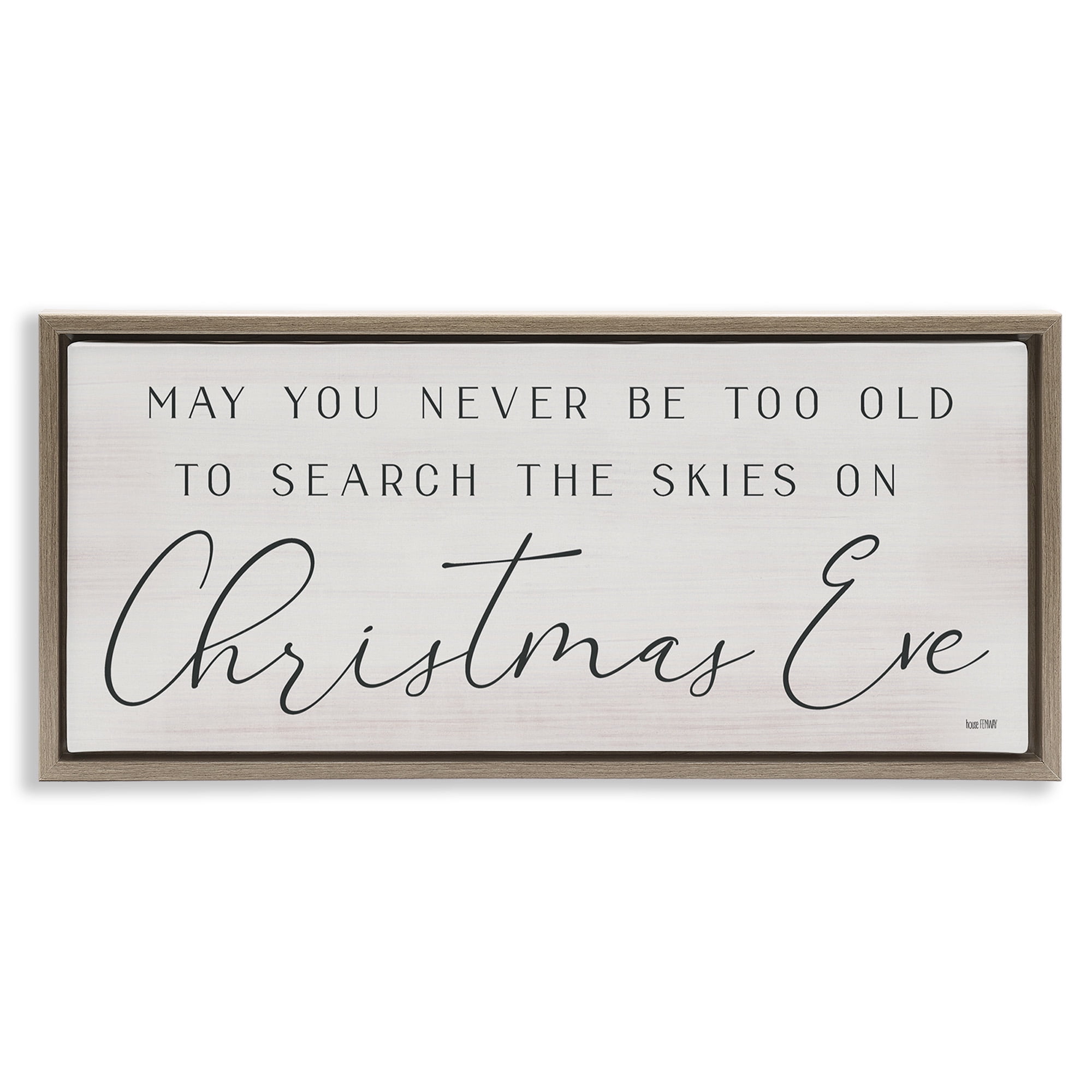 Stupell Industries Inspiring Christmas Eve Sentiment Inspirational Painting Brown Floater Framed Canvas Art Print Wall Art, 31 x 14