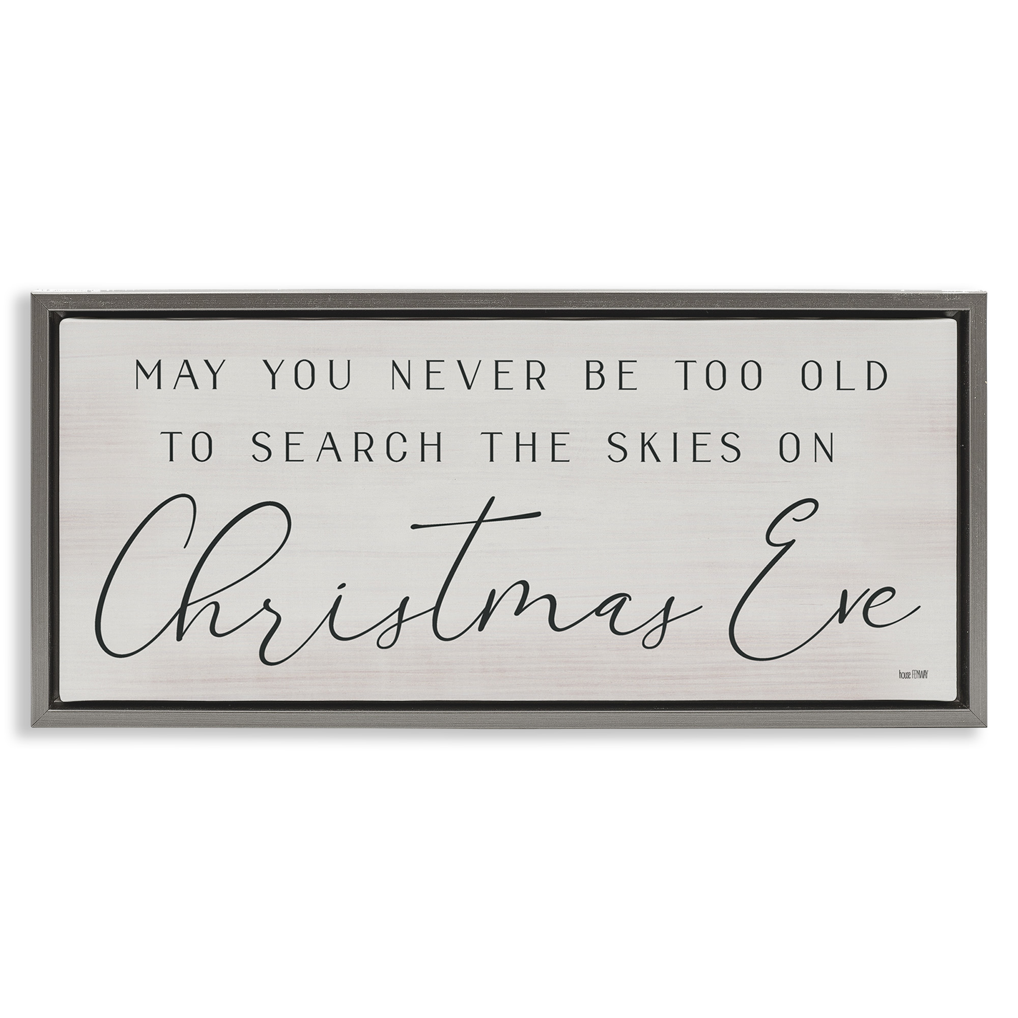 Stupell Industries Inspiring Christmas Eve Sentiment Inspirational Painting Gray Floater Framed Canvas Art Print Wall Art, 25 x 11