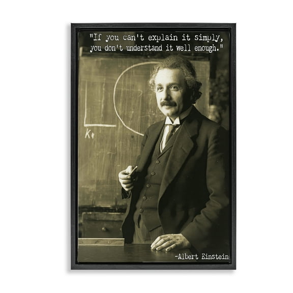 Stupell Industries Inspiring Einstein Quote People Painting Black Floater Framed Canvas Art Print Wall Art, 21 x 31