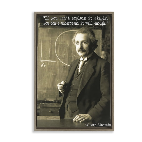Stupell Industries Inspiring Einstein Quote People Painting Brown Floater Framed Canvas Art Print Wall Art, 17 x 25