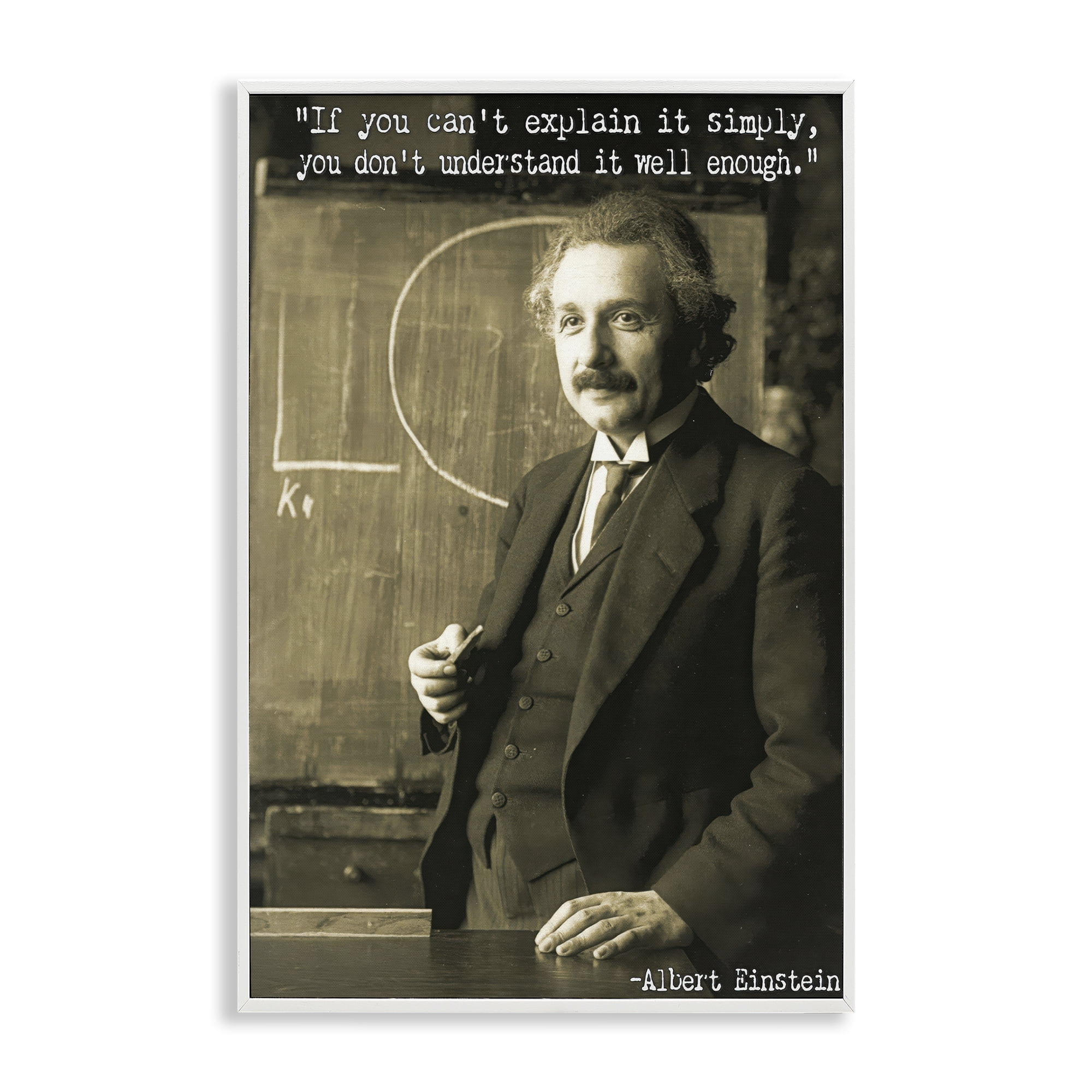Stupell Industries Inspiring Einstein Quote People Painting White Framed Art Print Wall Art, 16 x 24