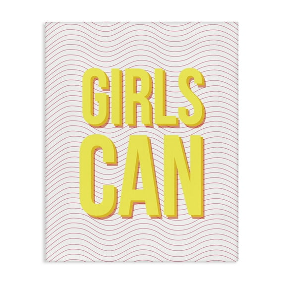 Stupell Industries Inspiring Girls Can Typography Painting Gallery Wrapped Canvas Art Print Wall Art, 16 x 20