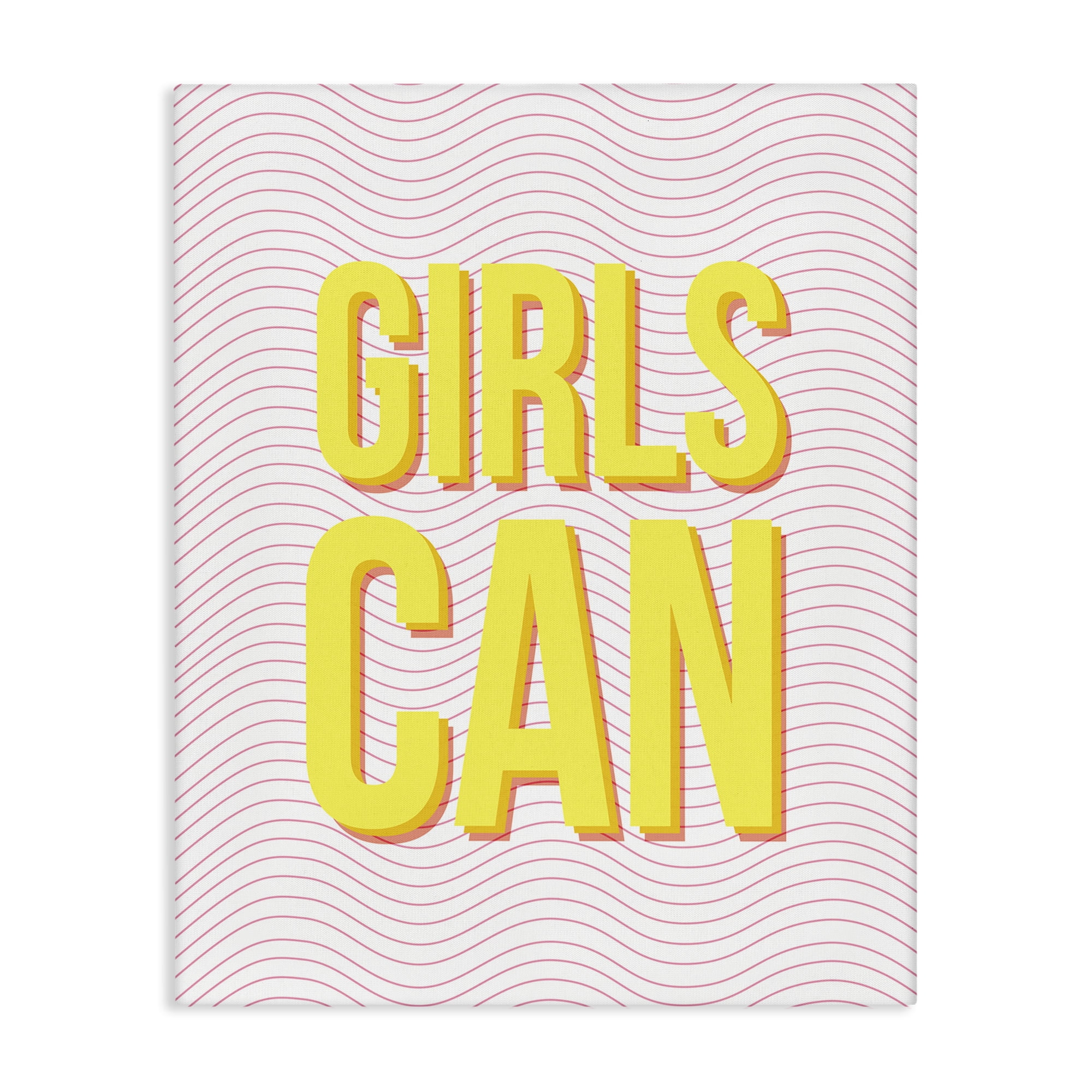 Stupell Industries Inspiring Girls Can Typography Painting Gallery Wrapped Canvas Art Print Wall Art, 30 x 40