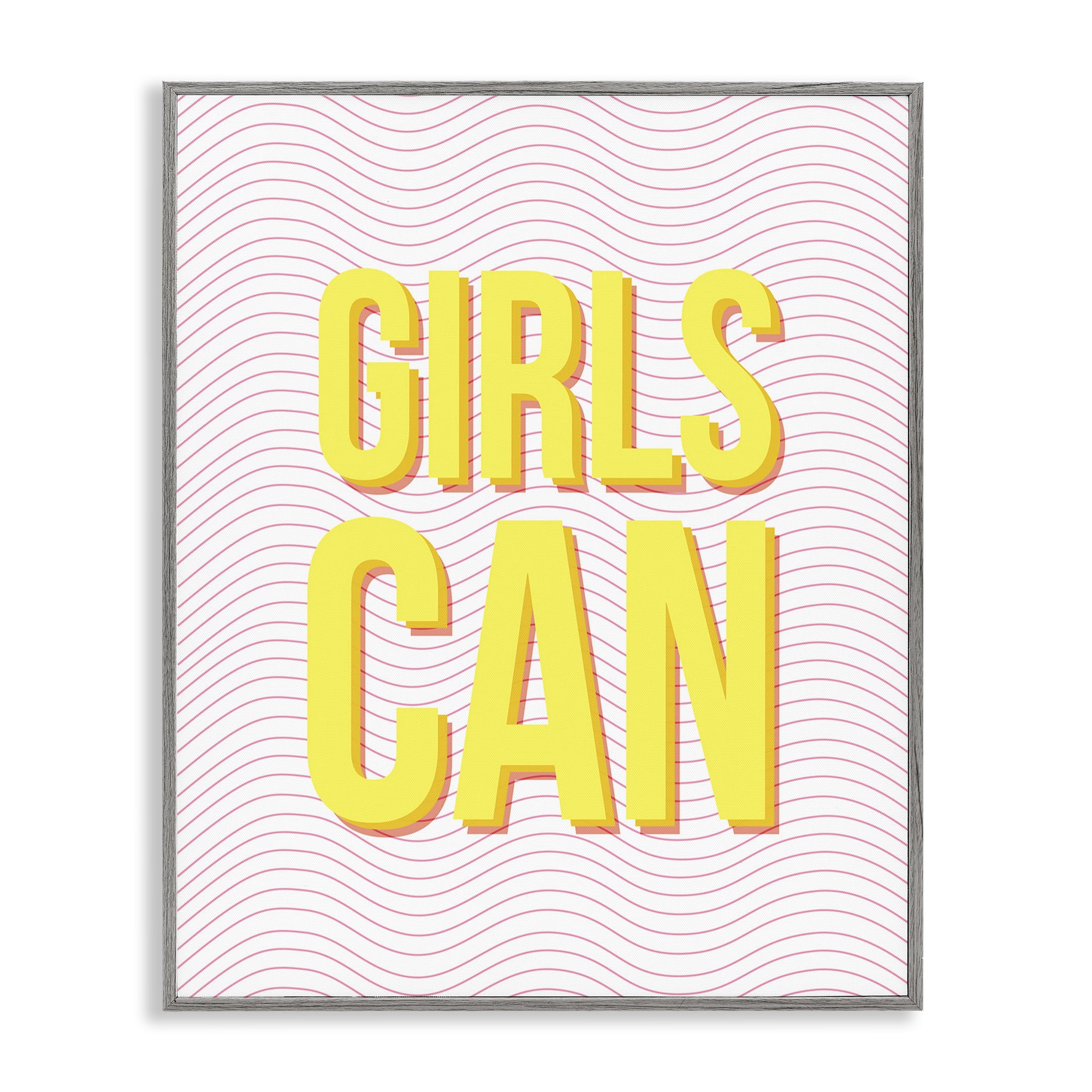 Stupell Industries Inspiring Girls Can Typography Painting Gray Framed Art Print Wall Art, 24 x 30