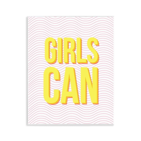 Stupell Industries Inspiring Girls Can Typography Painting Unframed Art Print Wall Art, 11 x 14