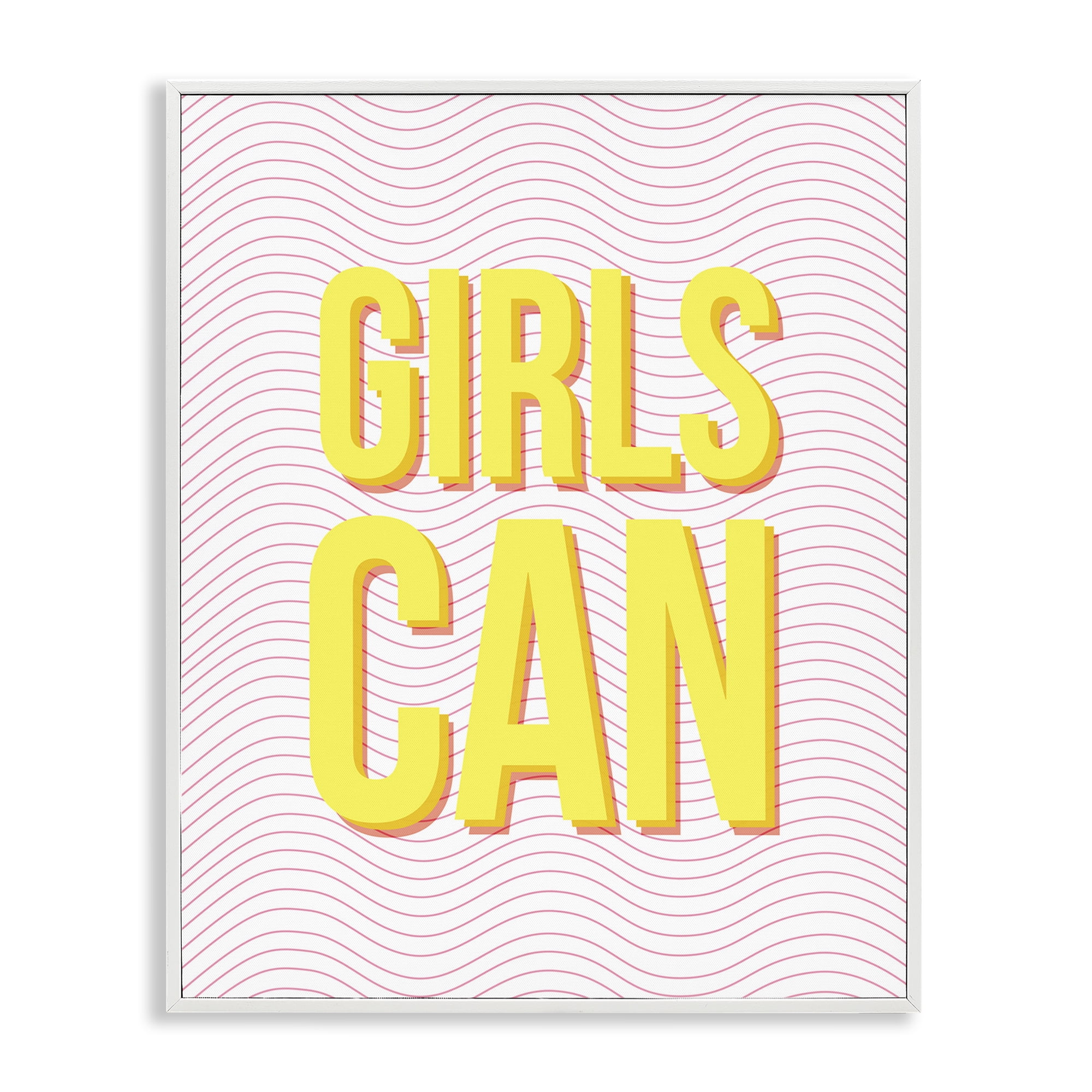 Stupell Industries Inspiring Girls Can Typography Painting White Framed Art Print Wall Art, 16 x 20