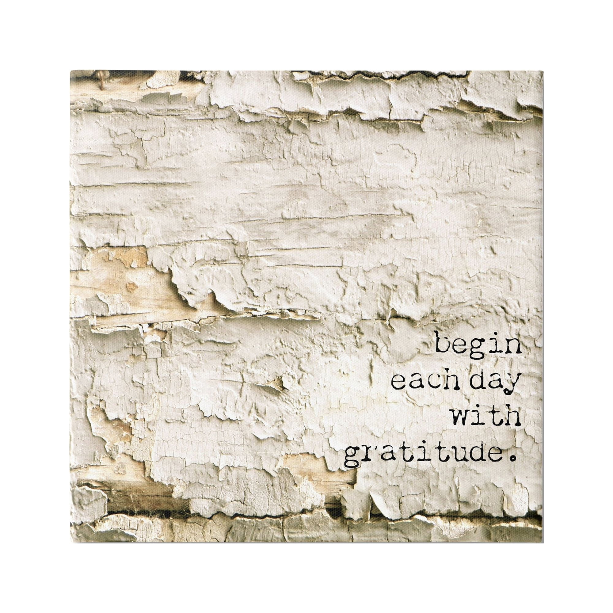 Stupell Industries Inspiring Gratitude Typography Phrase Rustic Flaked Tree Graphic Art Gallery Wrapped Canvas Print Wall Art, Design by Graffitee Studios