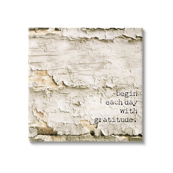Stupell Industries Inspiring Gratitude Typography Phrase Rustic Flaked Tree Graphic Art Gallery Wrapped Canvas Print Wall Art, Design by Graffitee Studios