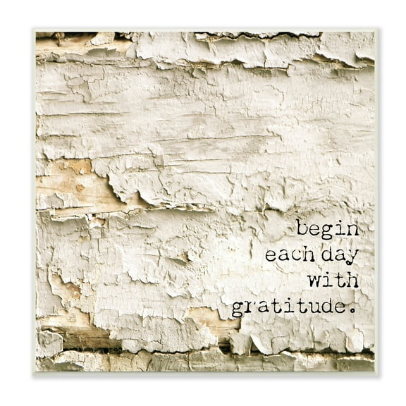 Stupell Industries Inspiring Gratitude Typography Phrase Rustic Flaked Tree Graphic Art Unframed Art Print Wall Art, Design by Graffitee Studios