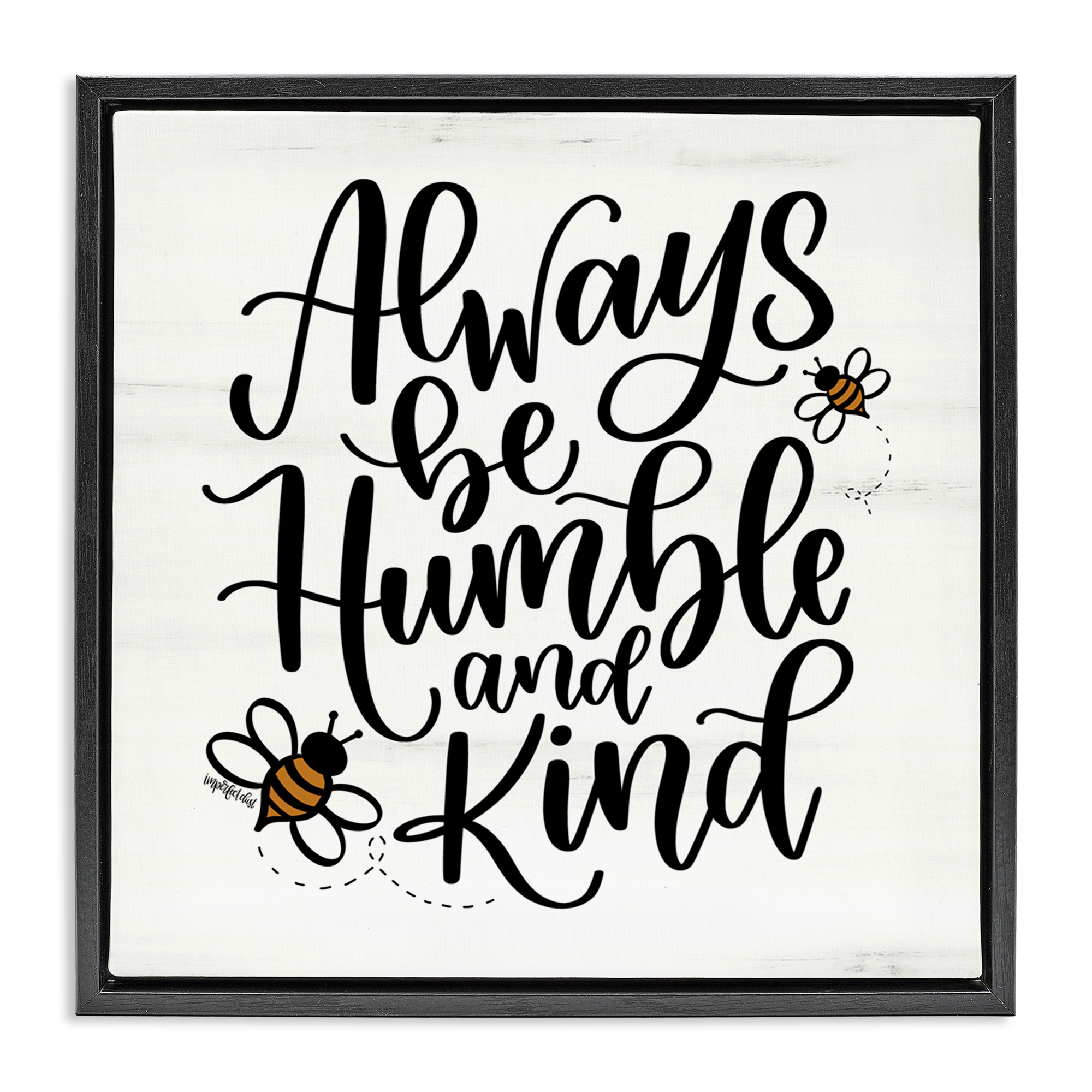 Stupell Industries Inspiring Humble & Kind Animals Painting Black Floater Framed Canvas Art Print Wall Art, 25 x 25