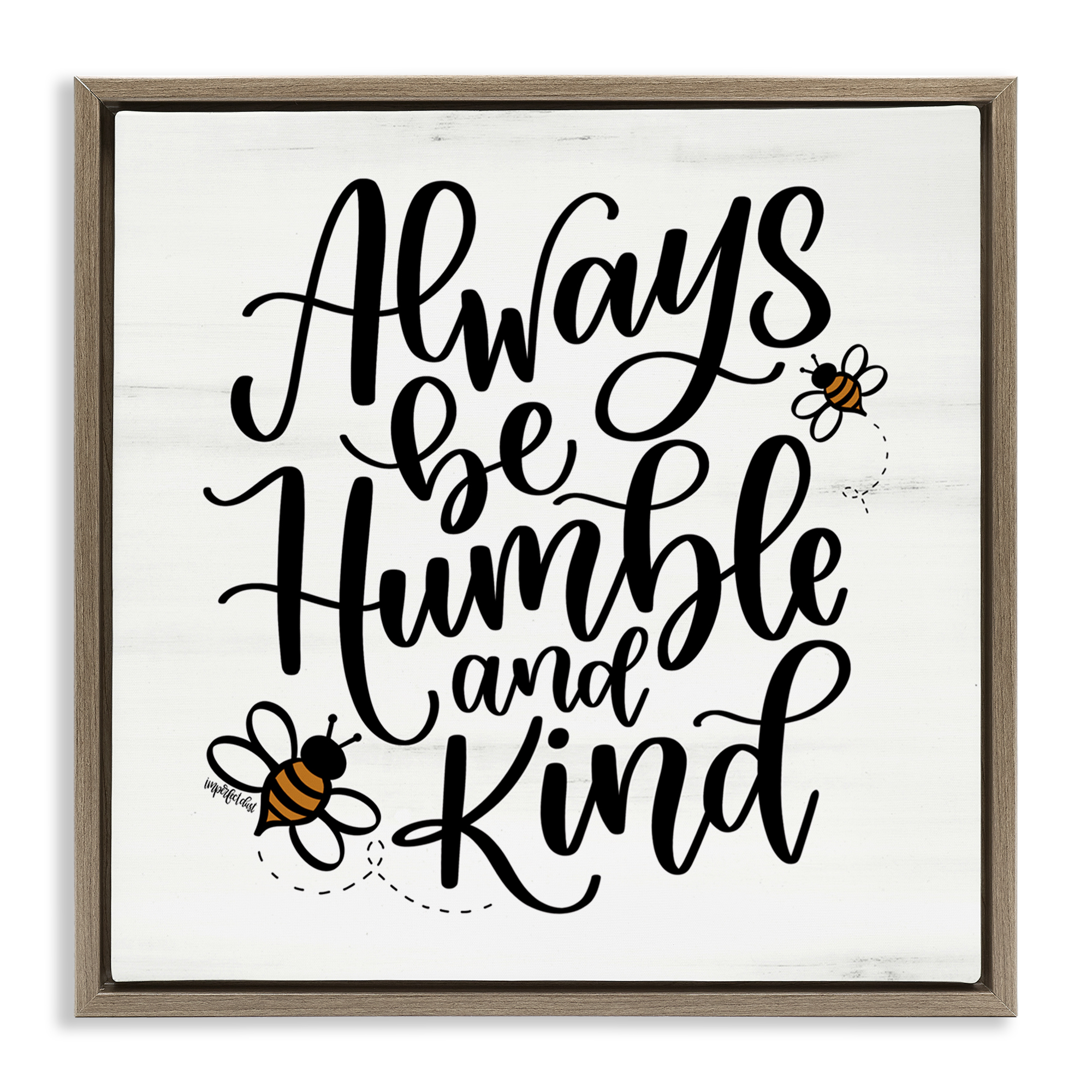 Stupell Industries Inspiring Humble & Kind Animals Painting Brown Floater Framed Canvas Art Print Wall Art, 25 x 25