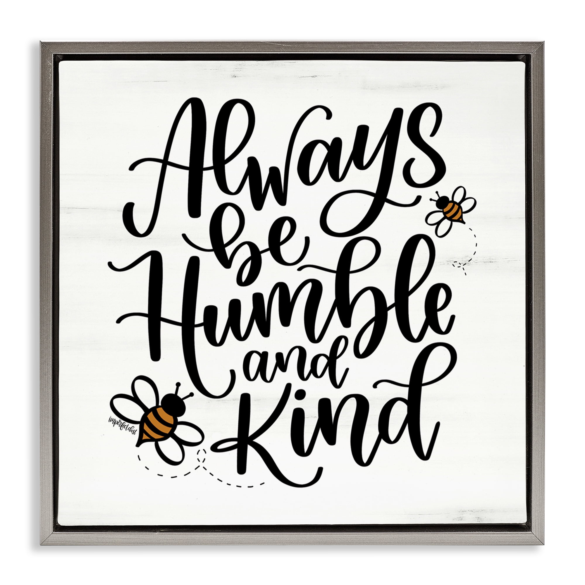 Stupell Industries Inspiring Humble & Kind Animals Painting Gray Floater Framed Canvas Art Print Wall Art, 18 x 18