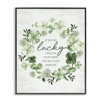Stupell Industries Inspiring Lucky Wreath Botanical & Floral Painting Black Framed Art Print Wall Art, 11 x 14