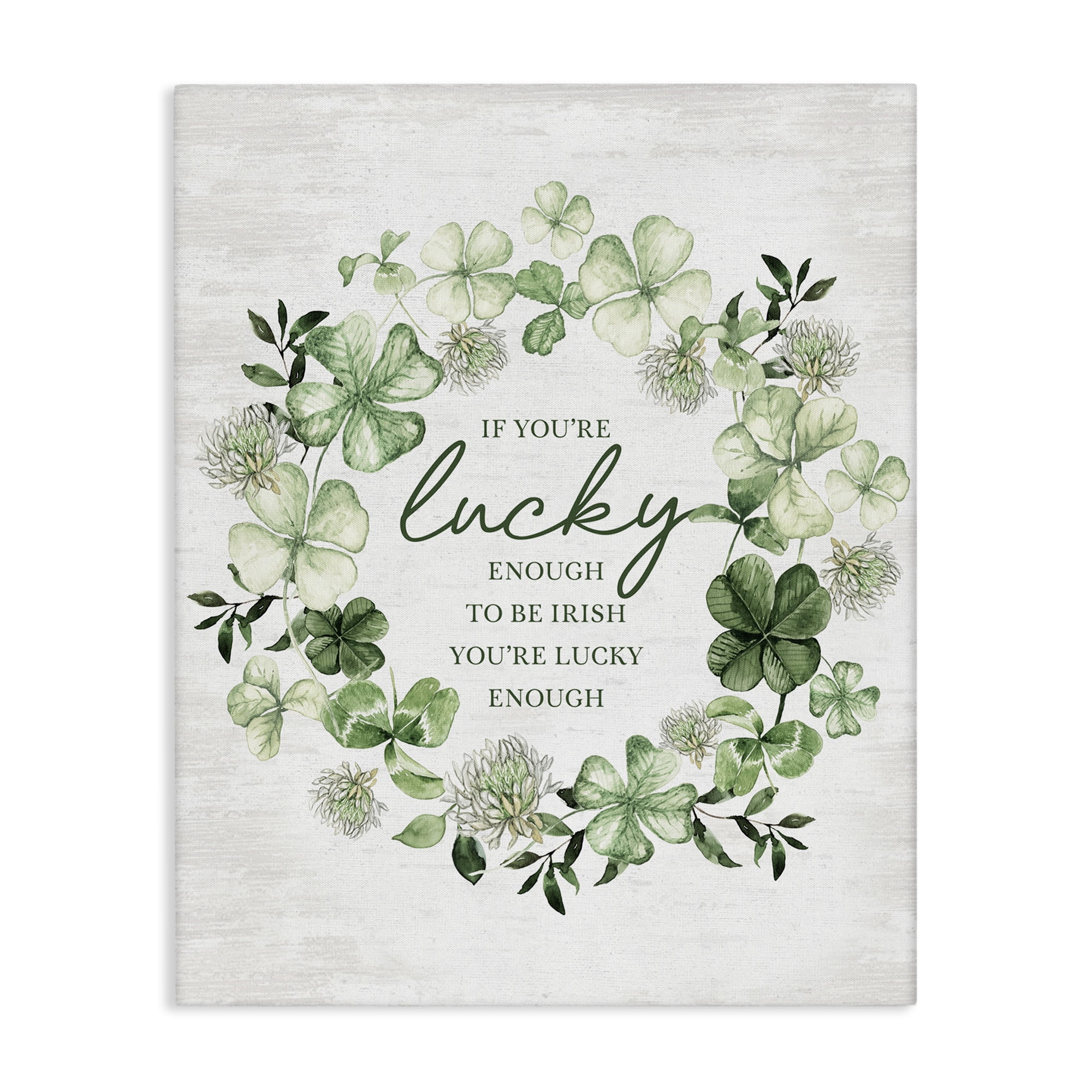 Stupell Industries Inspiring Lucky Wreath Botanical & Floral Painting Gallery Wrapped Canvas Art Print Wall Art, 30 x 40