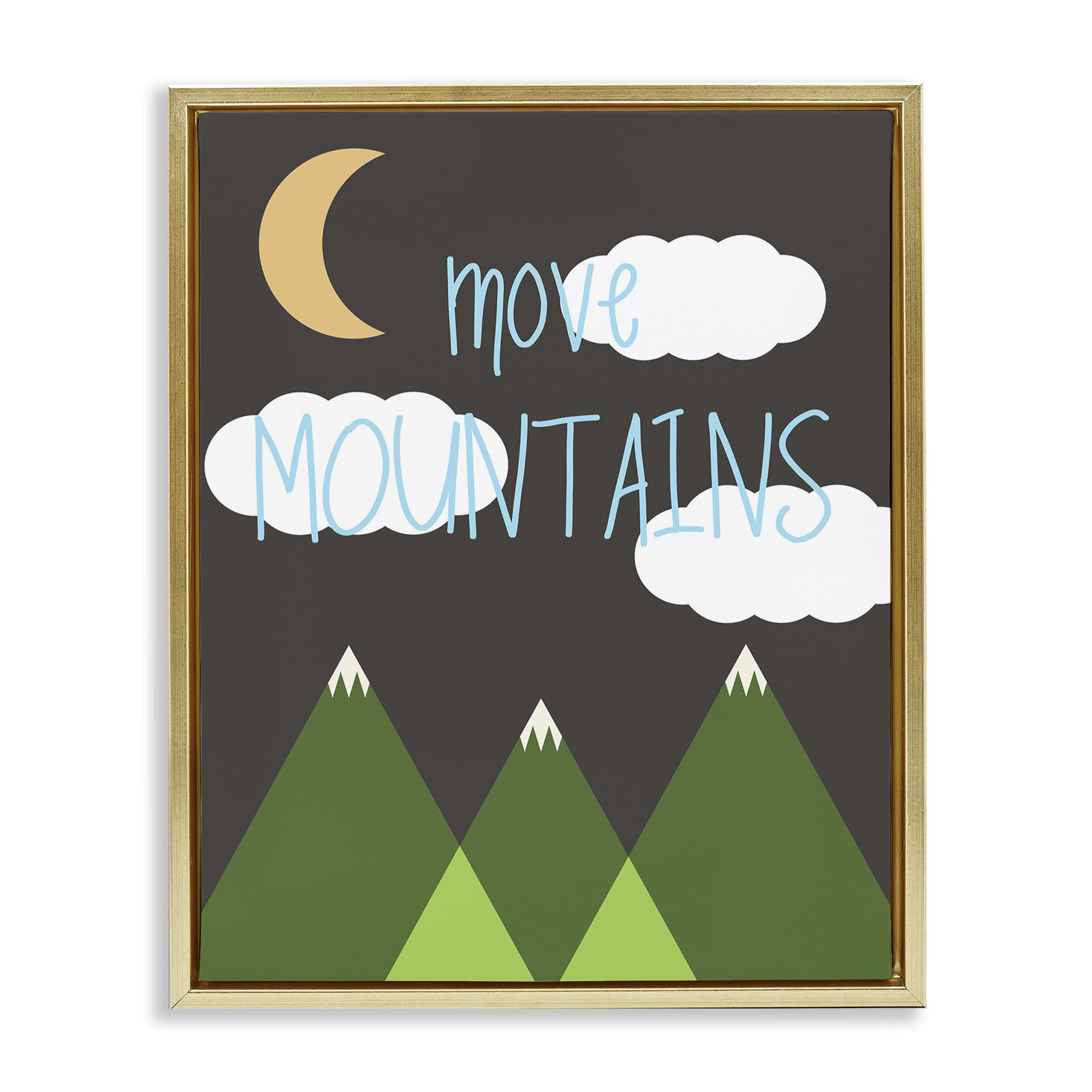 Stupell Industries Inspiring Move Mountains Landscape Painting Gold Floater Framed Art Print Wall Art, 25 x 31