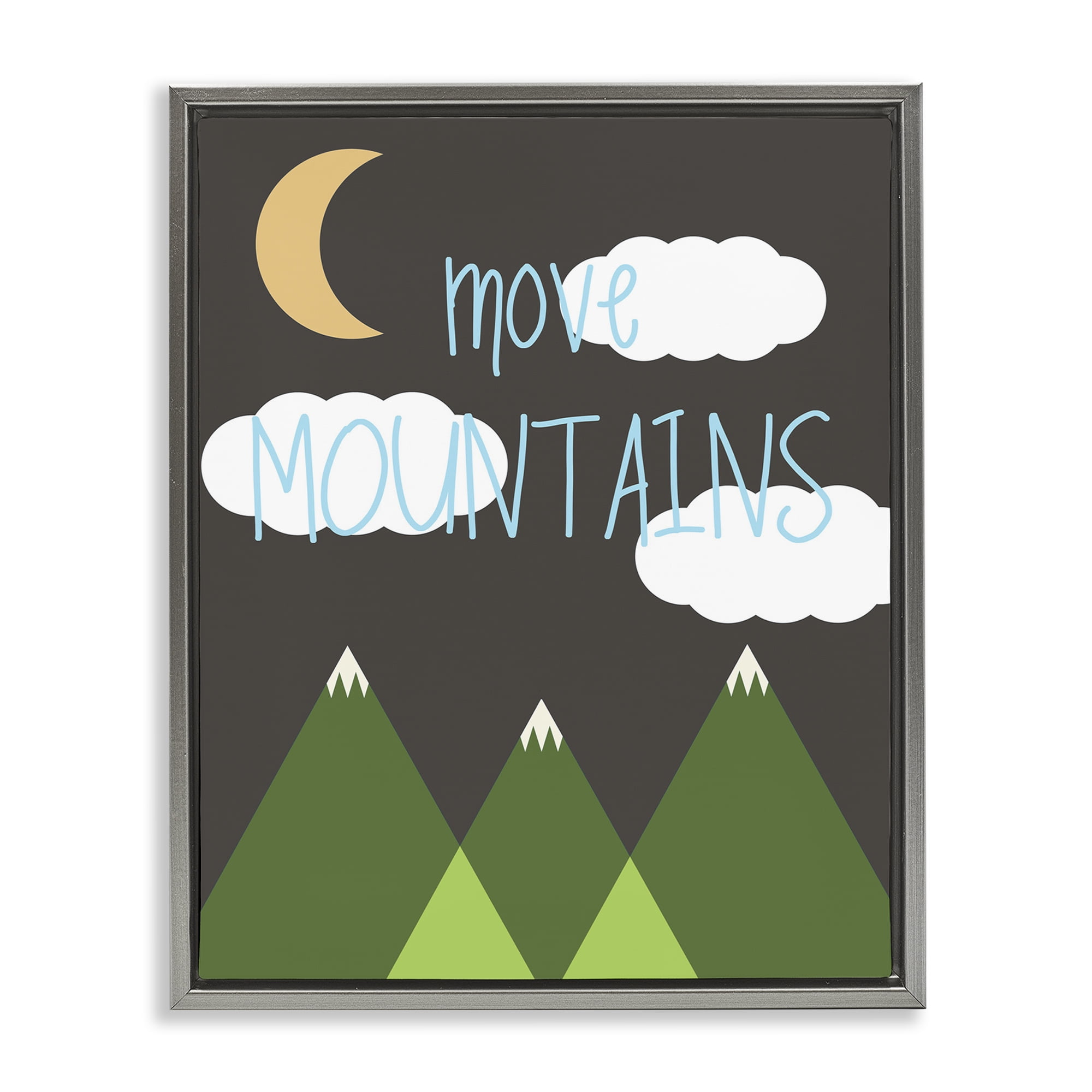 Stupell Industries Inspiring Move Mountains Landscape Painting Gray Floater Framed Art Print Wall Art, 17 x 21