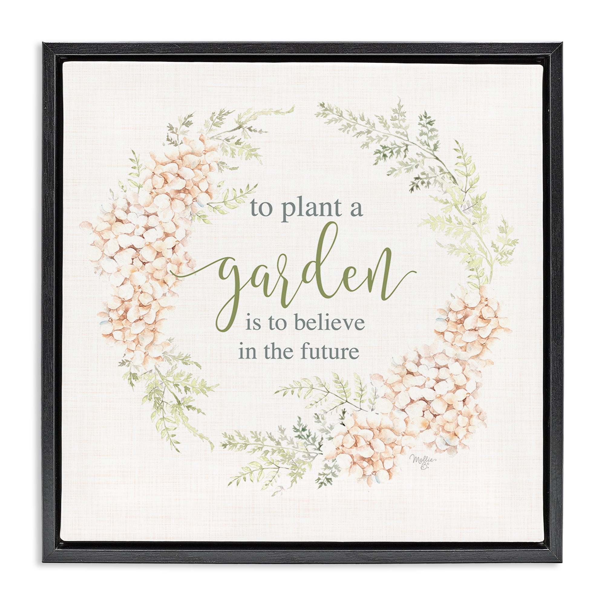 Stupell Industries Inspiring Plant A Garden Botanical & Floral Painting Black Floater Framed Canvas Art Print Wall Art, 25 x 25
