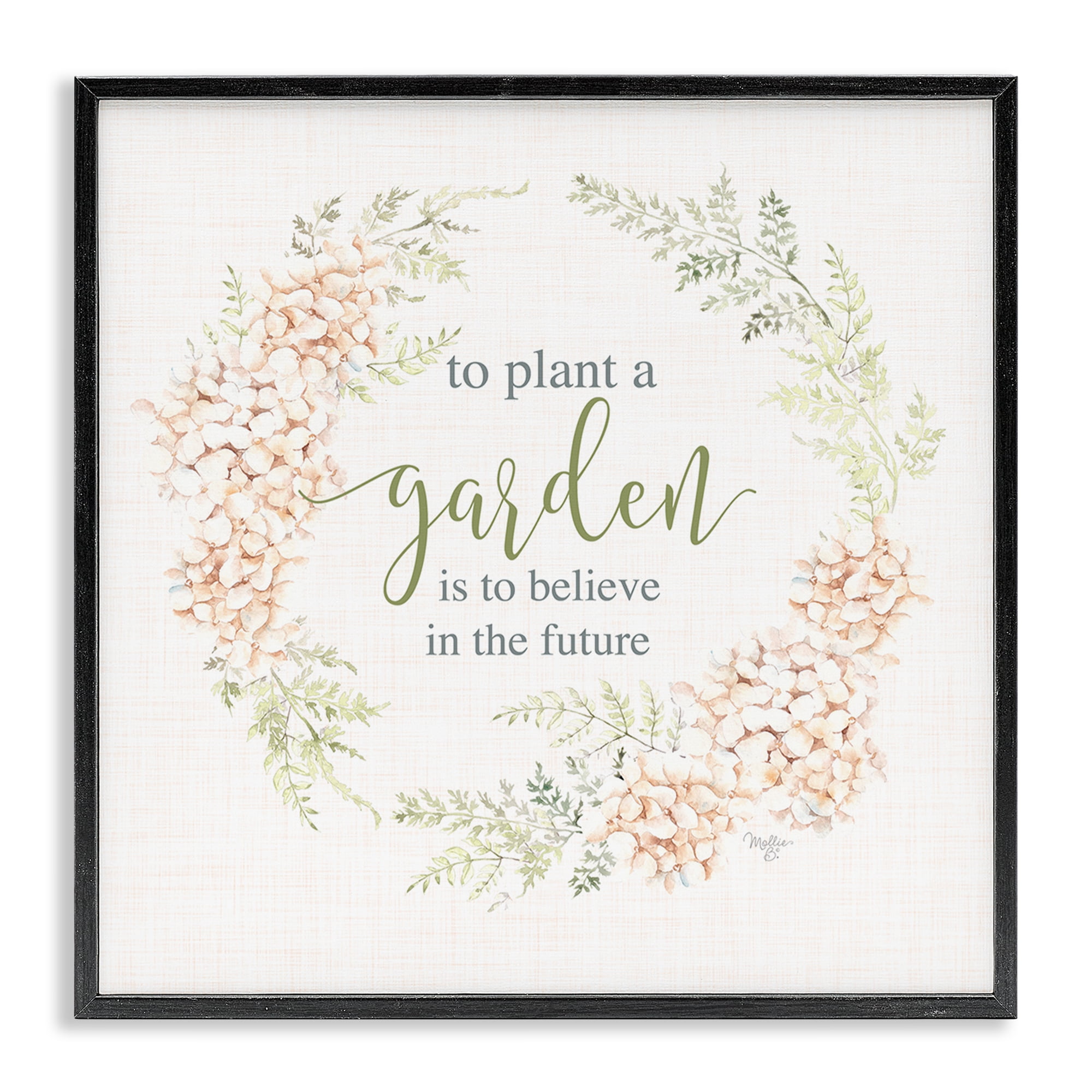 Stupell Industries Inspiring Plant A Garden Botanical & Floral Painting Black Framed Art Print Wall Art, 12 x 12
