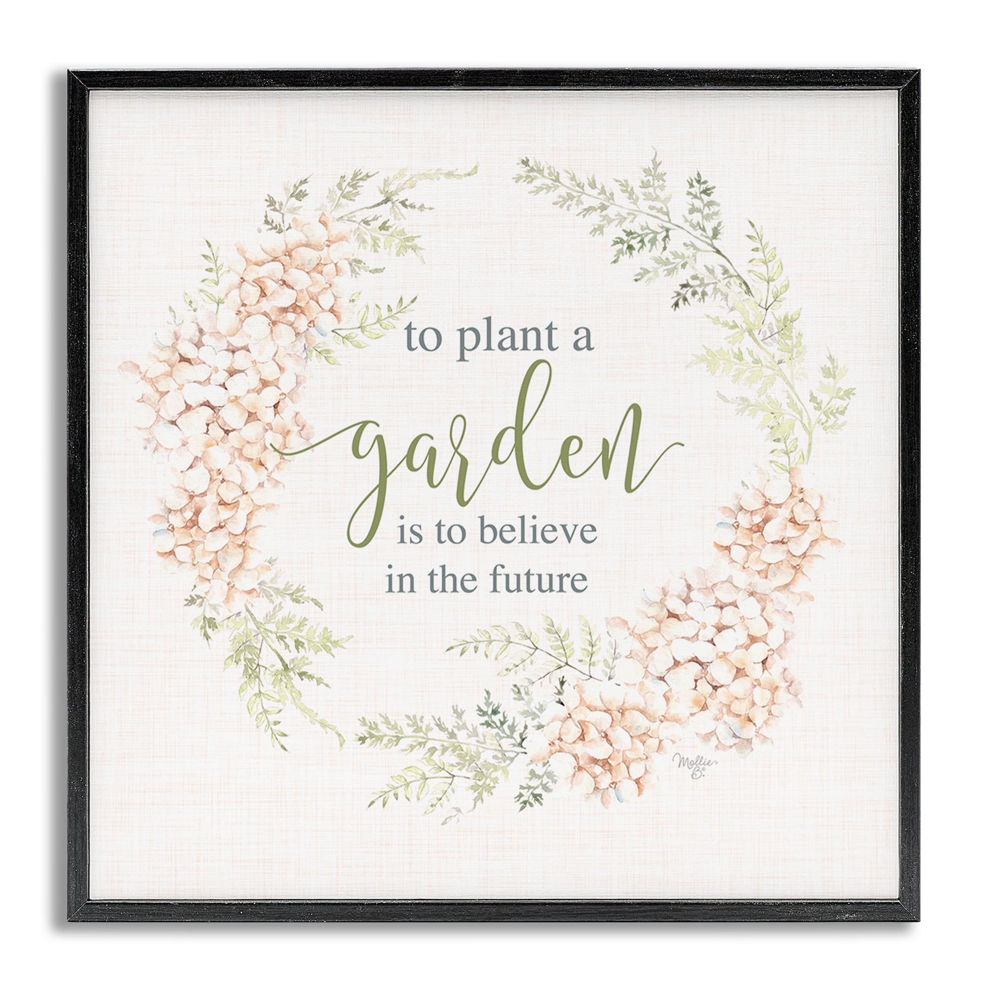 Stupell Industries Inspiring Plant A Garden Botanical & Floral Painting Gray Framed Art Print Wall Art, 17 x 17