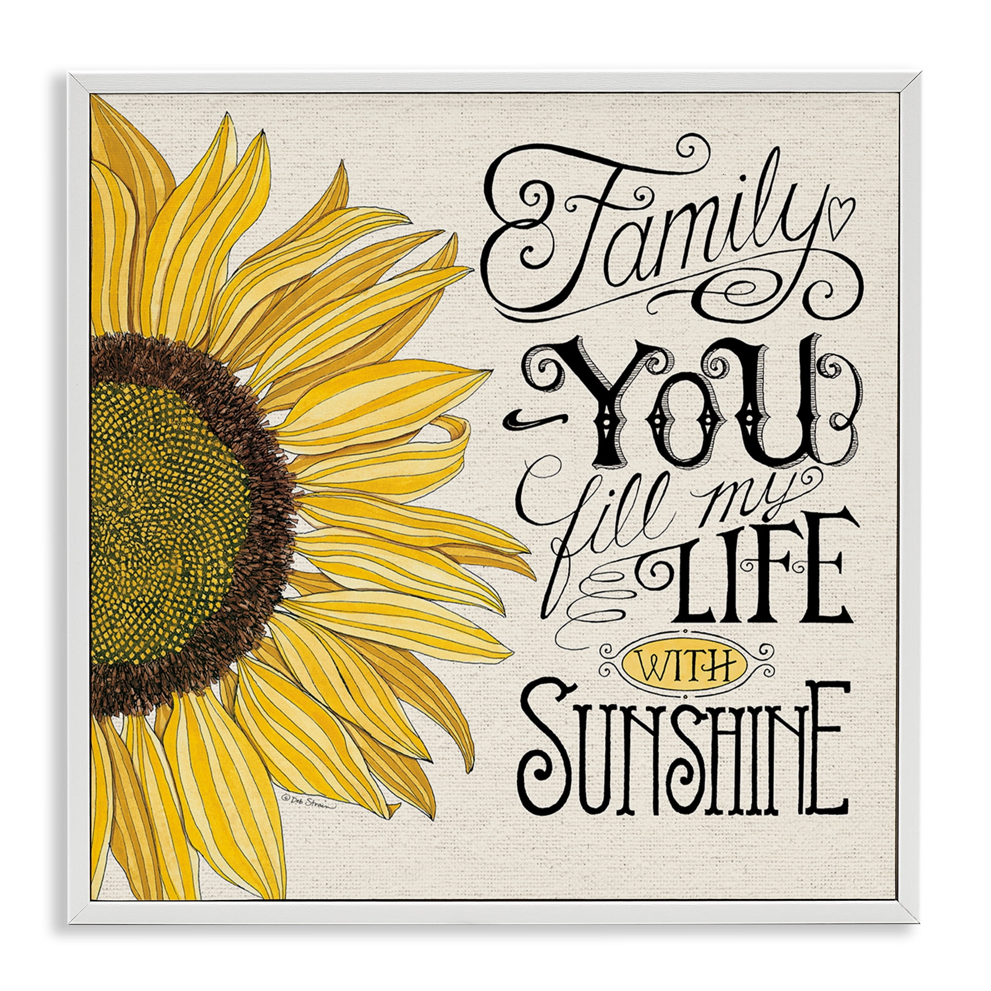 Stupell Industries Inspiring Sunflower Family Phrase Inspirational Painting White Framed Art Print Wall Art, 12 x 12