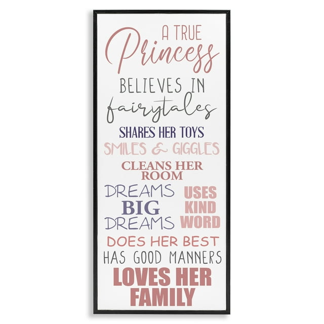 Stupell Industries Inspiring True Princess Rules Inspirational Painting