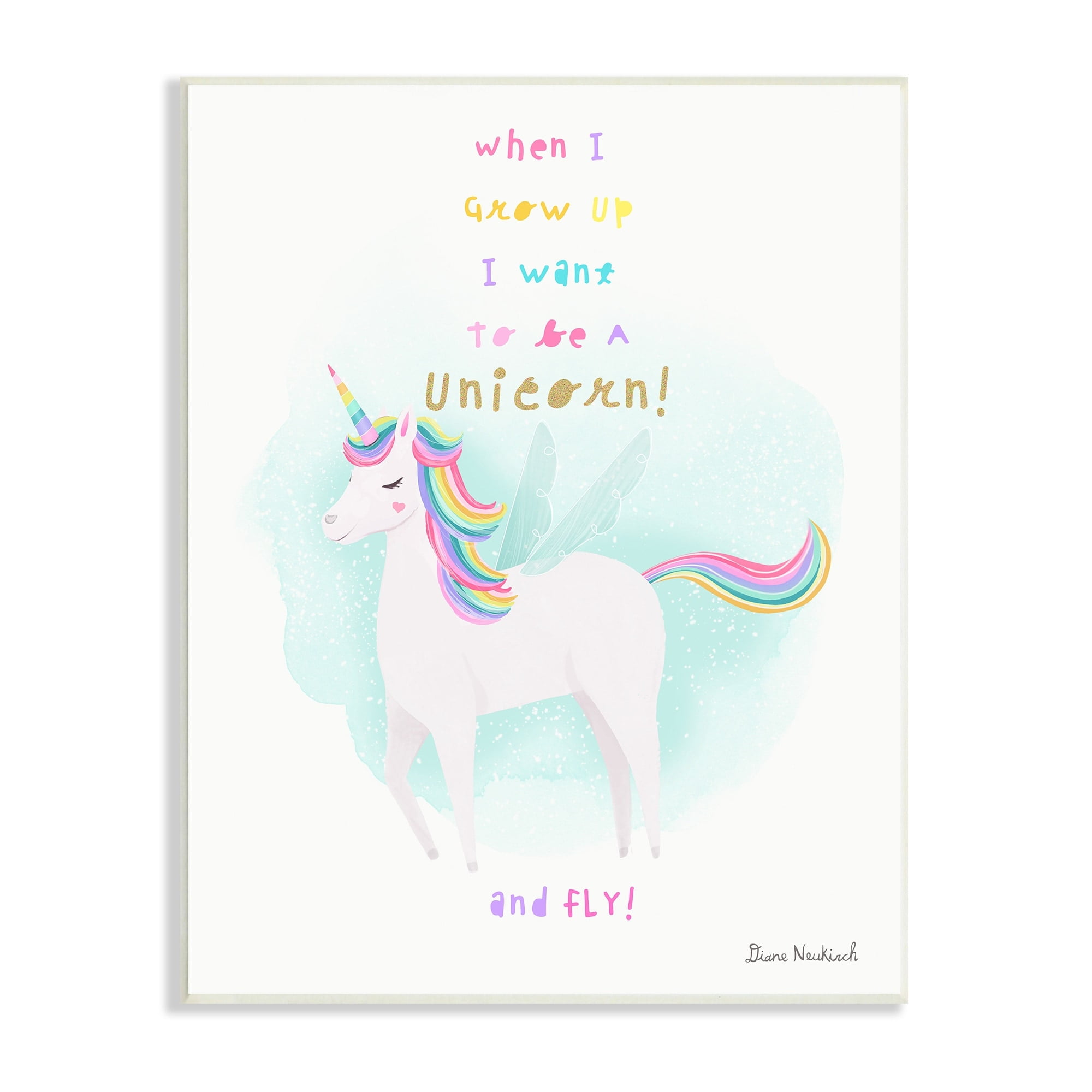 Stupell Industries Inspiring Unicorn Quote Mythical Fantasy Rainbow Design Graphic Art Unframed Art Print Wall Art, Design by Diane Neukirch