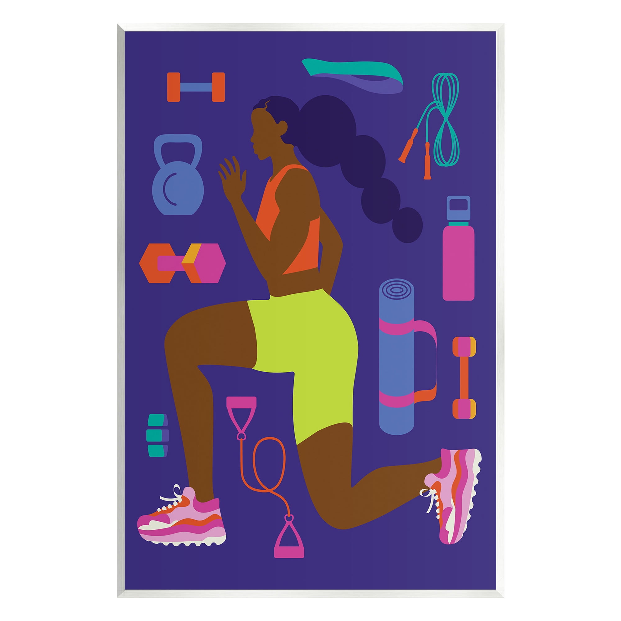 Stupell Industries Inspiring Woman & Workout Sports Painting Unframed Art Print Wall Art, 13 x 19