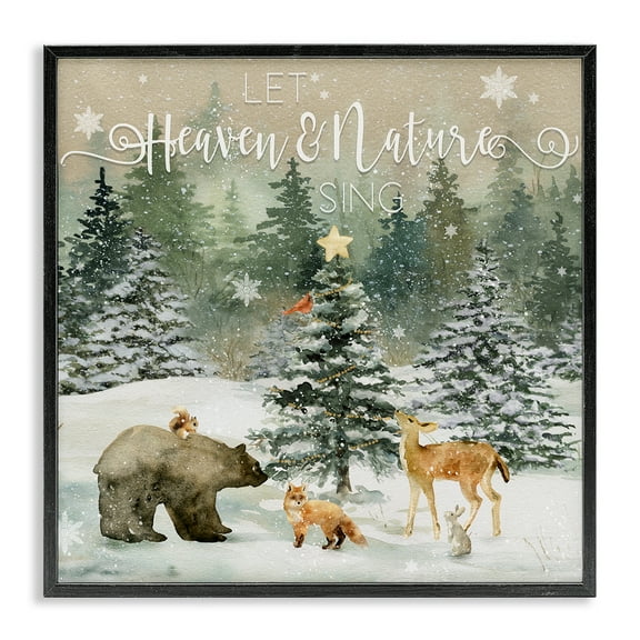 Stupell Industries Inspiring Woodland Animals Landscape Painting Black Framed Art Prints Wall Art, 12 x 12