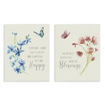 Stupell Industries Inspiring Words with Florals Inspirational Painting Unframed Art Print Wall Art, 11 x 14, Set of 2