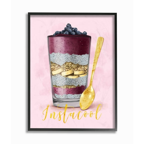 Stupell Industries Instacool Fruit Parfait Gold Pink Painting Framed Wall Art by Ziwei Li