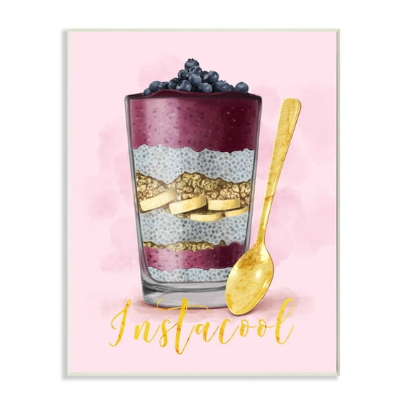 Stupell Industries Instacool Fruit Parfait Gold Pink Painting Wall Plaque by Ziwei Li