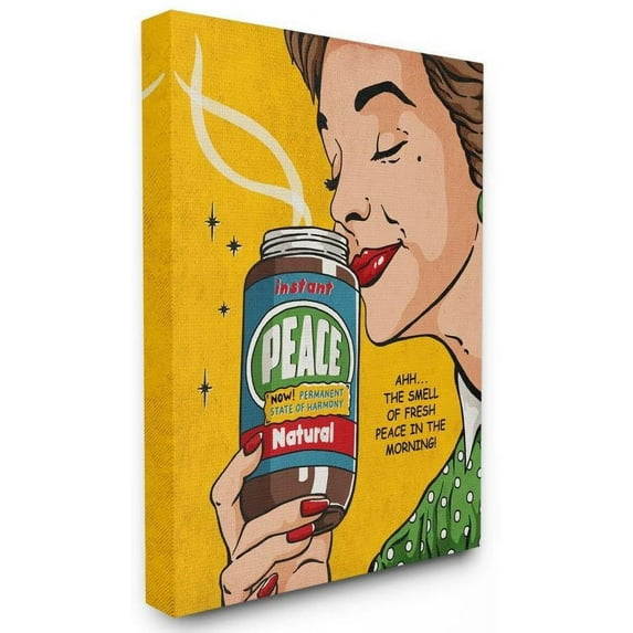 Stupell Industries Instant Peace Funny Vintage Comic Book Design Canvas Wall Art by Ester Kay